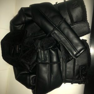 Black waist length coat
